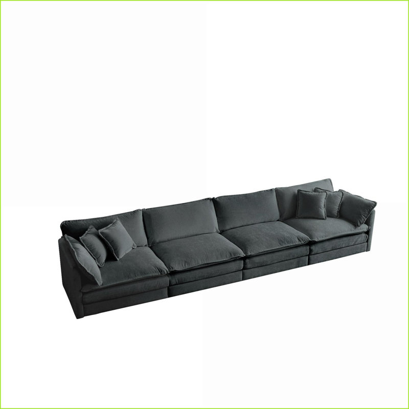 Canapé modulaire modulaire en bois de chenille gris anthracite 4 places pour salon | Chenille | Standard