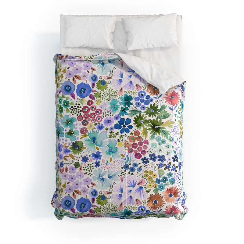 Ninola Cotton Machine Printed Floral Comforter, Full Comforter