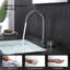 Robinet de lavabo de salle de bain circulaire à une poignée et deux trous avec drain-123849364
