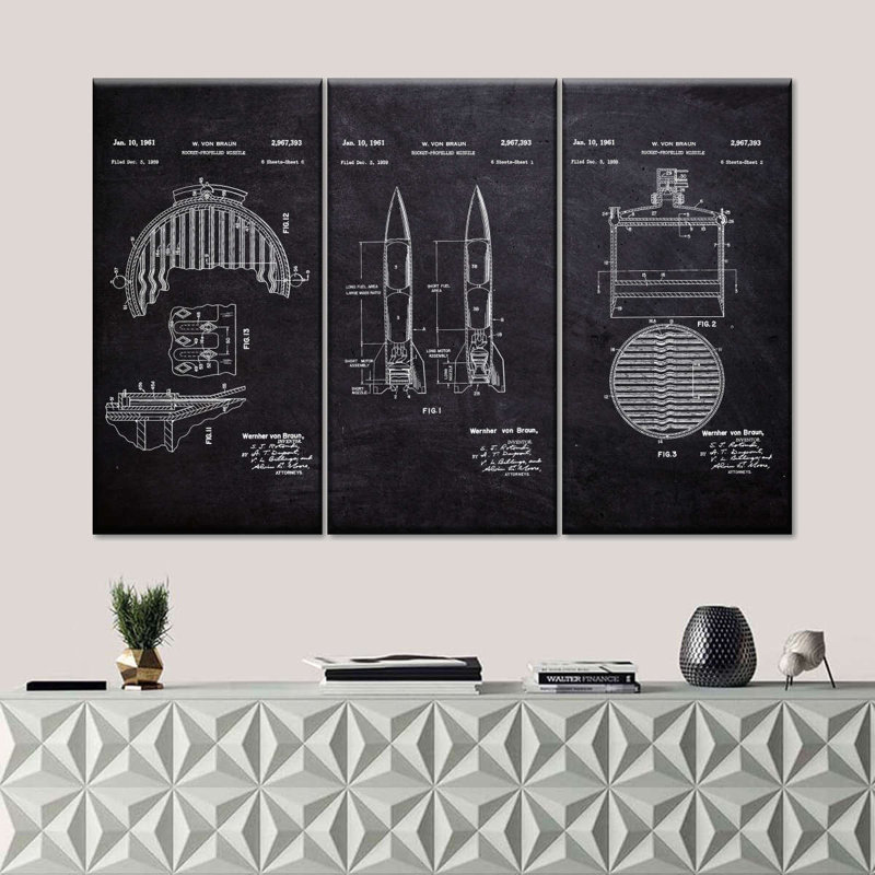 Reproduction d'art sur toile roquette Missile propulsé par BW, H 28 po x l 45 po x P 1,25 po
