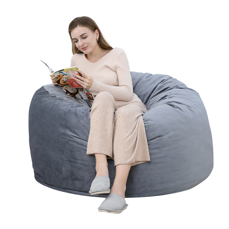 Fauteuil à billes, canapé-lit en velours lavable avec mousse à mémoire de forme pour adultes, salon, Velours bleu foncé