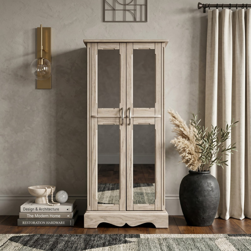 Armoire pour bijoux avec miroir Brendaliz, Brouillard taupe