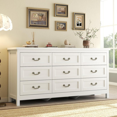 9-Drawer Dresser For Bedroom, 63" Wide Dresser TV Stand For Tvs Up To 75", Farmhouse Long Storage Wooden Dressers Organizer, Large Chest Of Drawers Wi by Winston Porter