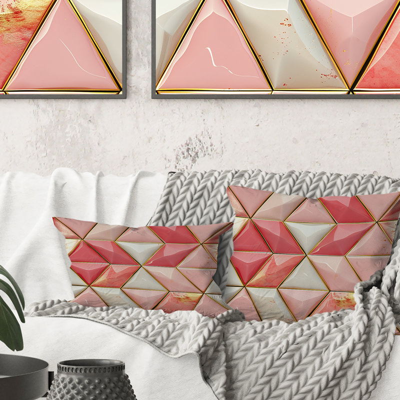 Coussin lombaire rose Midcentury Triangle II - Mid-Century