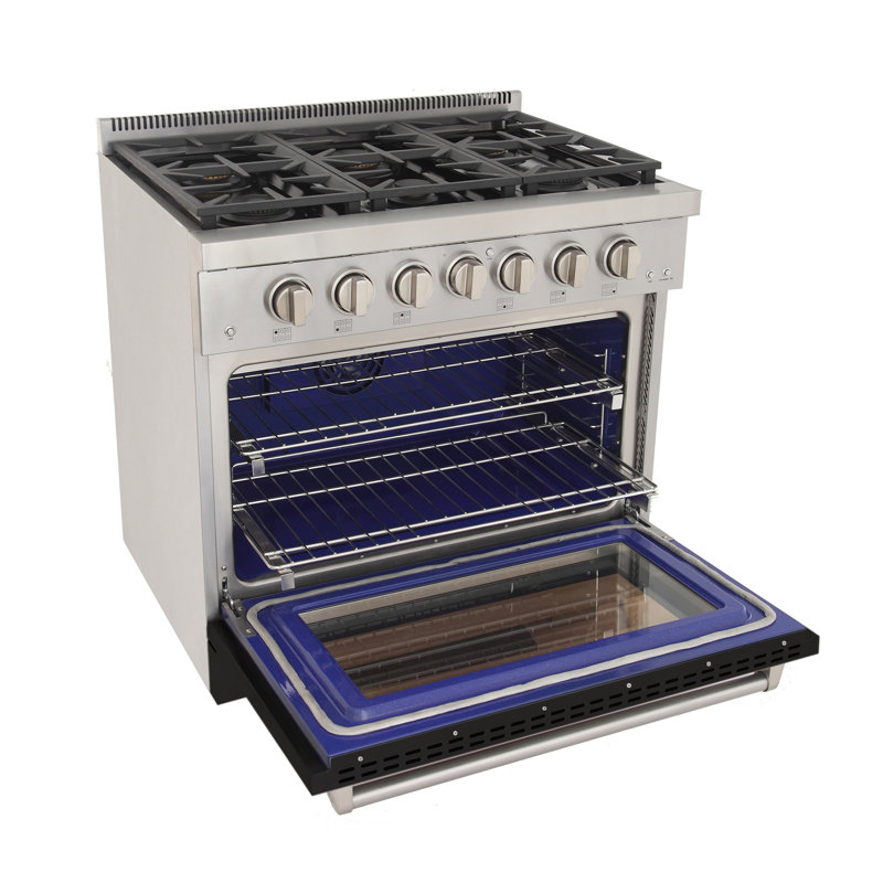 KUCHT Professional 36 po 5,2 pieds cubes Cuisinière au gaz propane et four à convection en noir avec brûleurs True Simmer