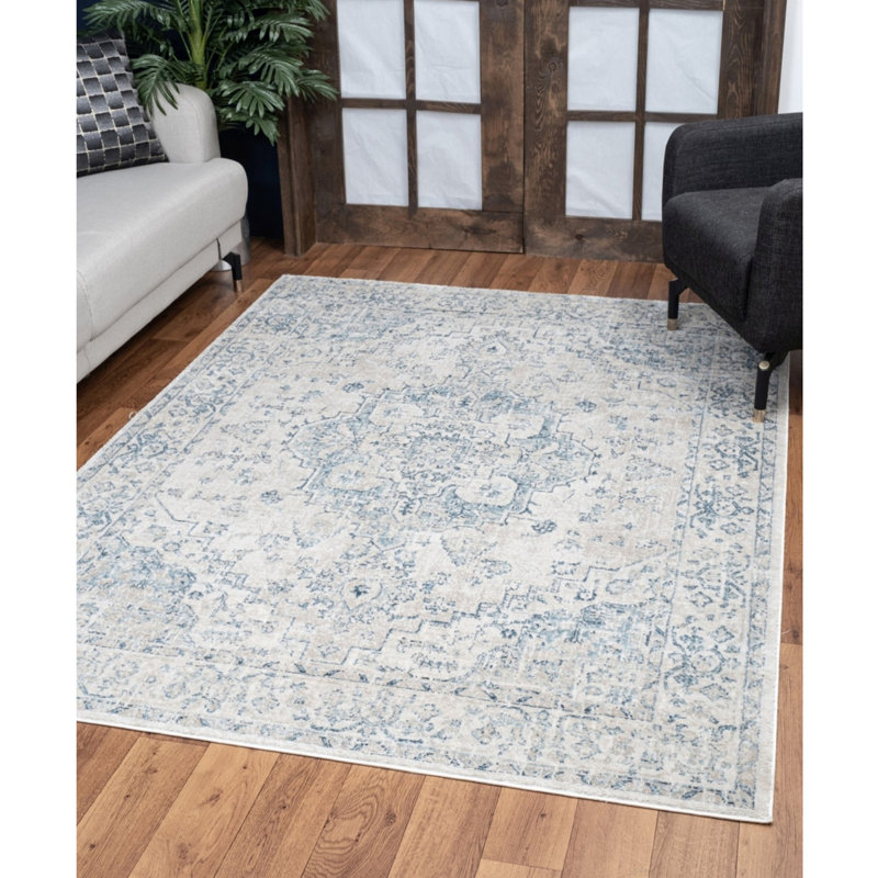 Noble Area Rug - Traditional Medallion, Soft, Stain Resistant, Kid Pet Friendly, Rectangle 5'3" x 7'3"