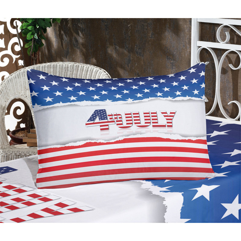 Multicolore drap-housse et coussin décoratif Ambesonne 4 juillet, Ensemble de draps pour très grand lit californien