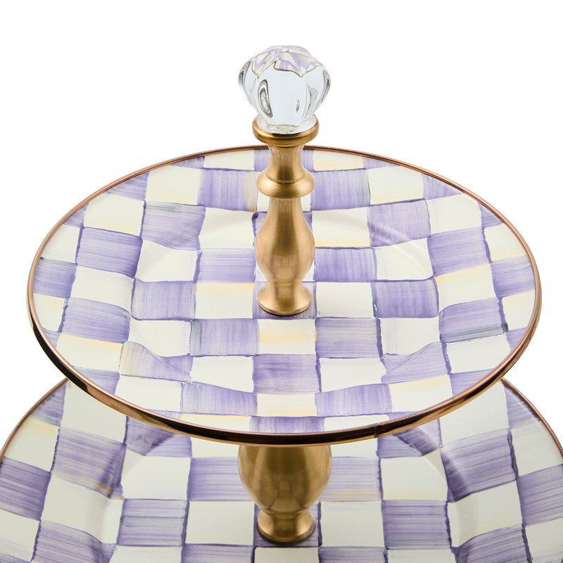 Violet Check Two Tier Sweet Stand