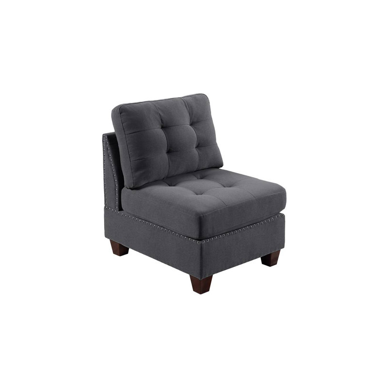 Fauteuil d'appoint moderne capitonné de 32 po de largeur avec accoudoirs capitonnés en tissu d'aspect lin gris