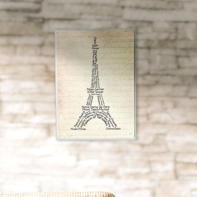 Toile murale d’art textuel en tour eiffel