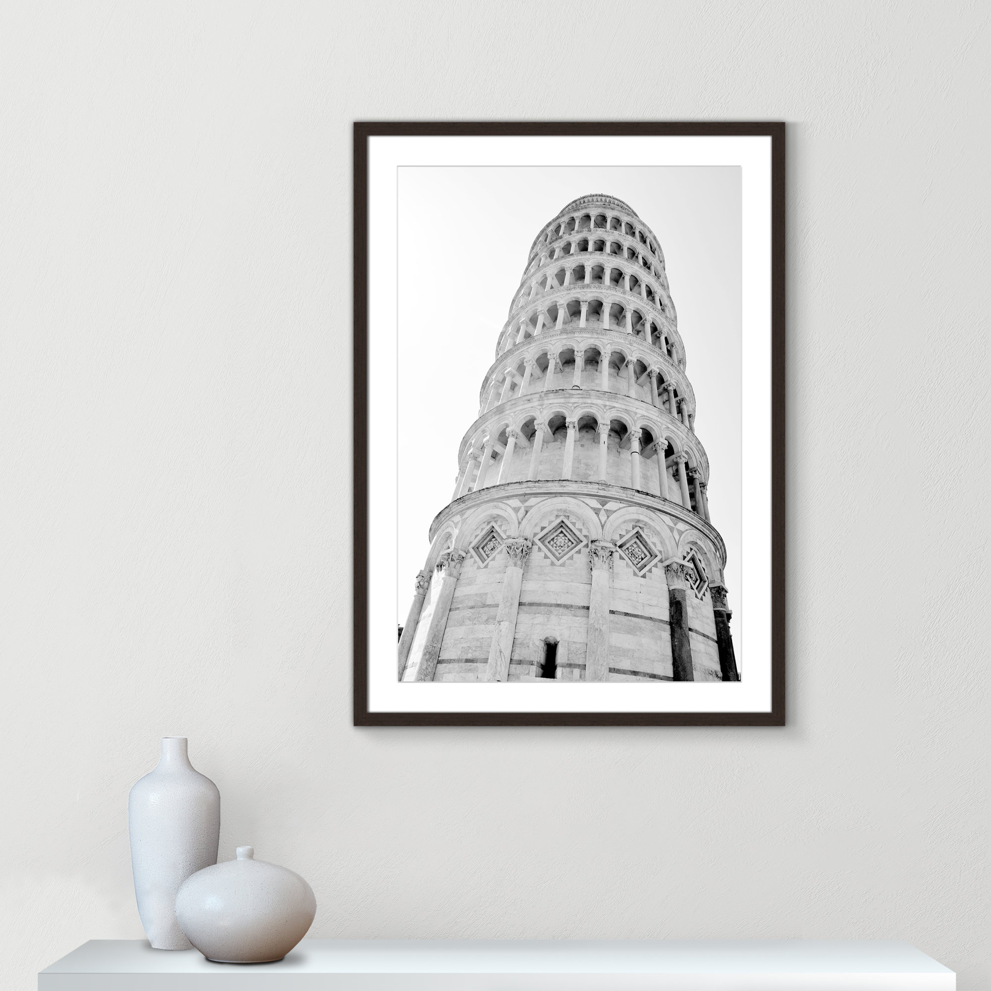 Iconic City Collection " Pisa " by Natalie Carpentieri, Walnut Single Picture Frame, Yes, 35.5" H x 25.5" W x 1.25" D