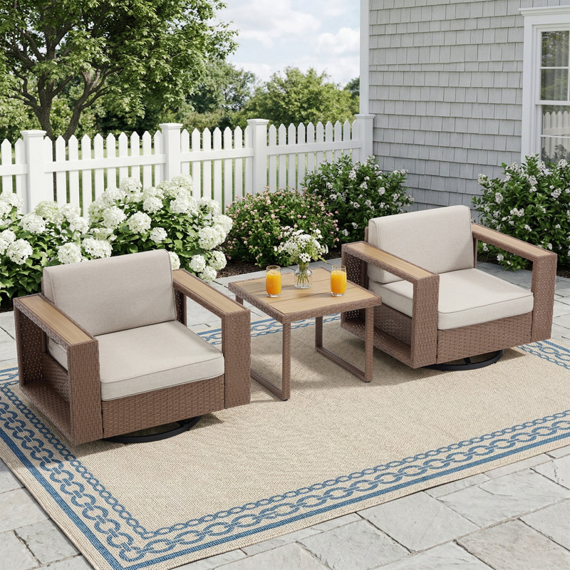 Ensemble de conversation de 36,4 po de large avec table basse et chaise pivotante