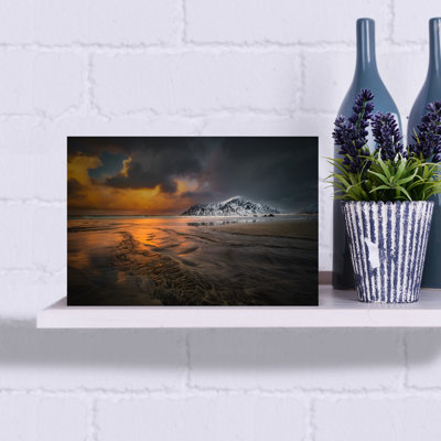 «Snowy Beach Sunset», art dramatique abstrait côtier