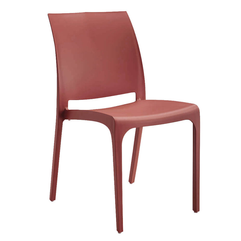 Amyree Outdoor Patio Dining Side Chair, Red