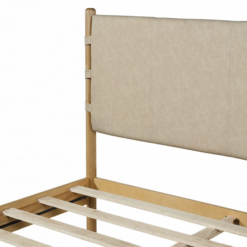 Ensemble de 3 pièces, cadre de lit avec 2 tables de chevet, Naturel, Grand
