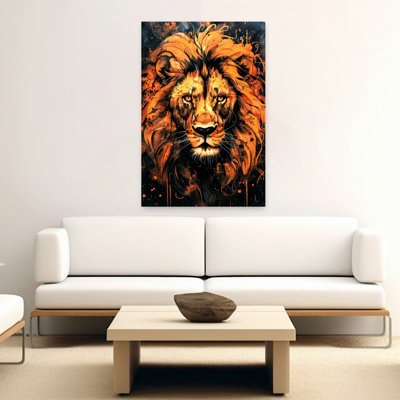 «Majestic Fiery Lion», art mural contemporain abstrait