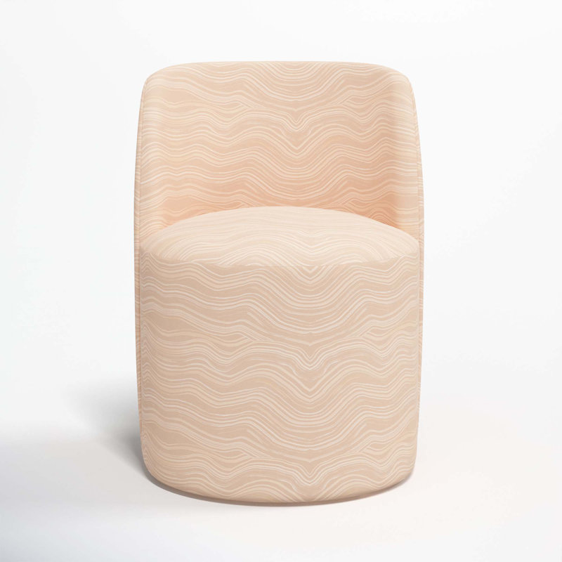 Begonia Upholstered Solid Wood Dining Chair, Make Waves Buff