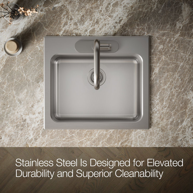 Ballad 25" x 22" Drop-In Service Sink, 3 hole