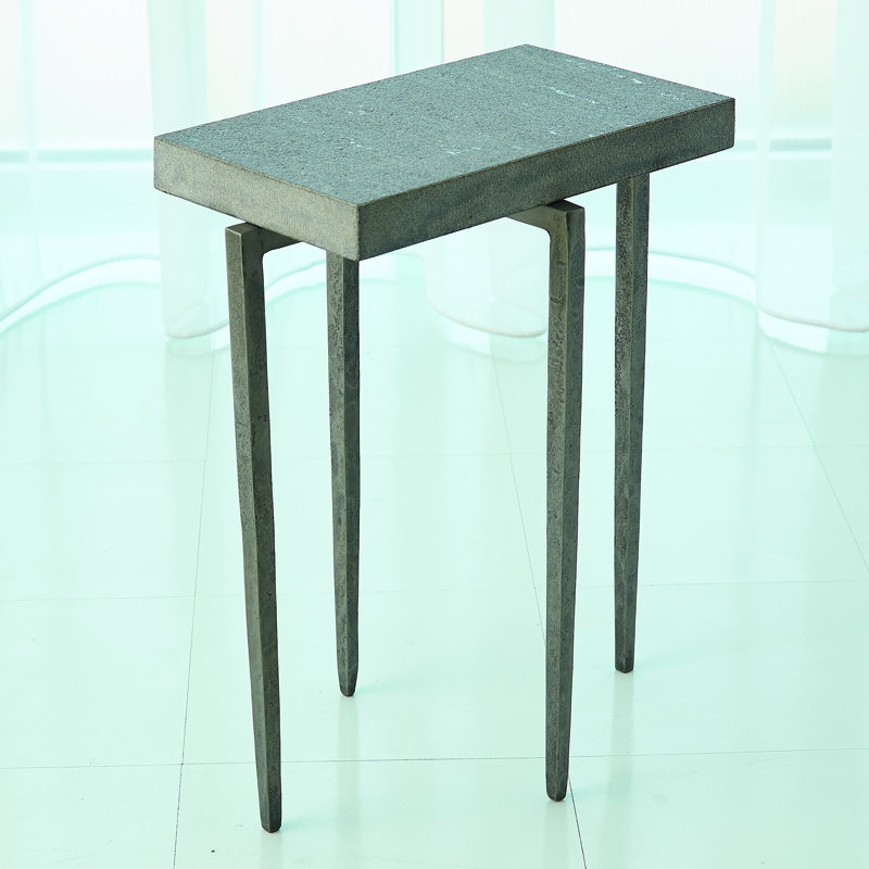 Laforge Natural Iron Accent Table with Flamed Granite Top