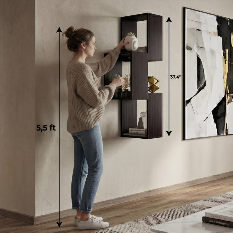 Seyner 3-Cube Wall Shelf, Open Storage And Display Shelves For Living Room Decor Or Office Decor