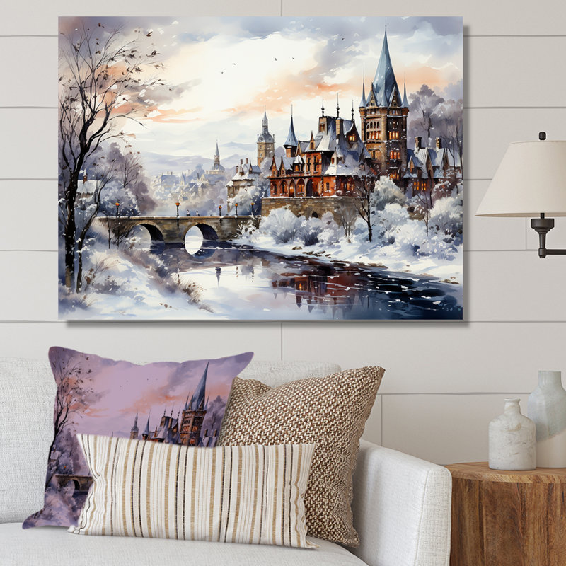«Wonderful village Winter at Christmas III - Winter Landscape Large», art mural, Toile tendue, H 16 po x l 32 po x P 1 po