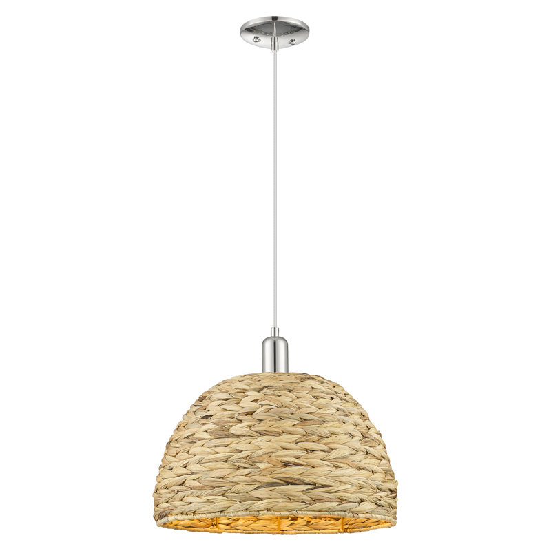 Mini-luminaire suspendu à cordon 1 lumière 16 po Arcadia - Alyxandrea, H 13,83 po x l 15,75 po x P 15,75 po, Nickel poli