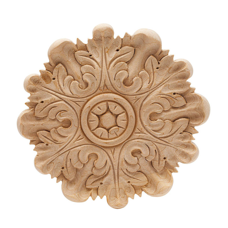 RWC004-M_5 po X 1/2 po Applique en bois d'acanthe nord-américaine non finement ciselée à la main