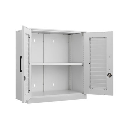 Metal Wall Cabinet,Wall Mounted Garage Storage Cabinet with Lock and Handle,Garage Wall Cabinet with Adjustable Shelves for Garages, Storage Rooms, Ba