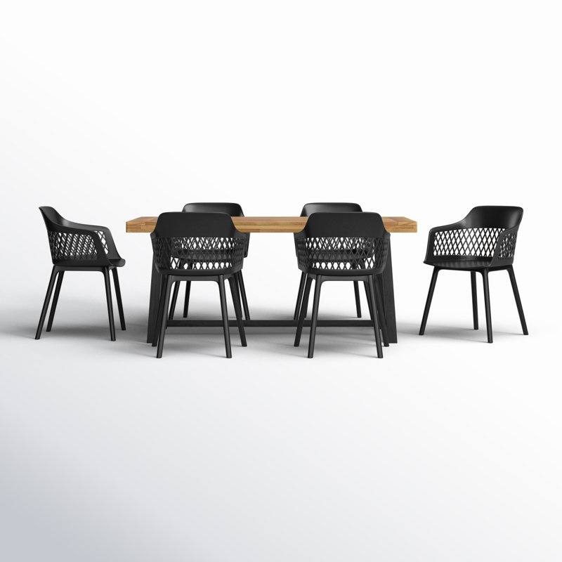 Brailsford 6-Person Acacia Wood Patio Dining Set with Extendable Table