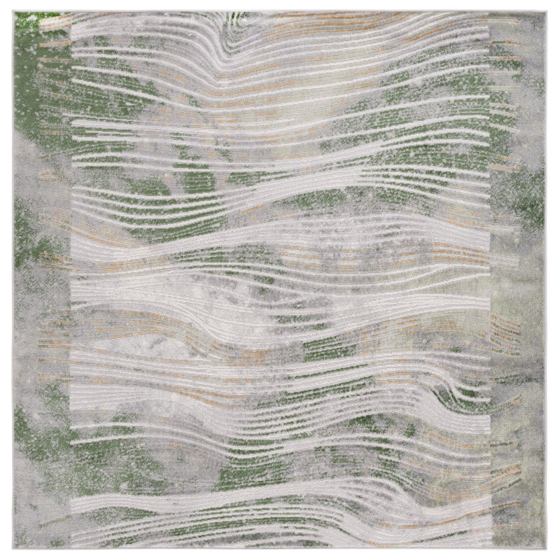 Tapis beige / vert Palma 316, Carré 6 pi 7 po