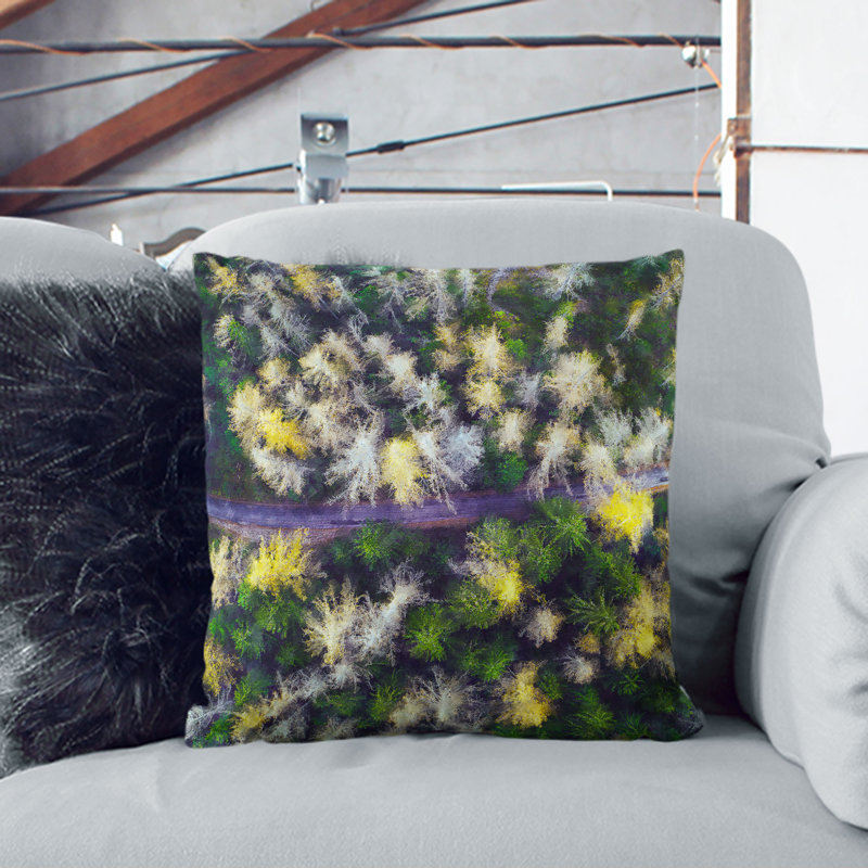 Forest in Austria Cushion with Filling, 40cm H x 40cm W x 15cm D, White