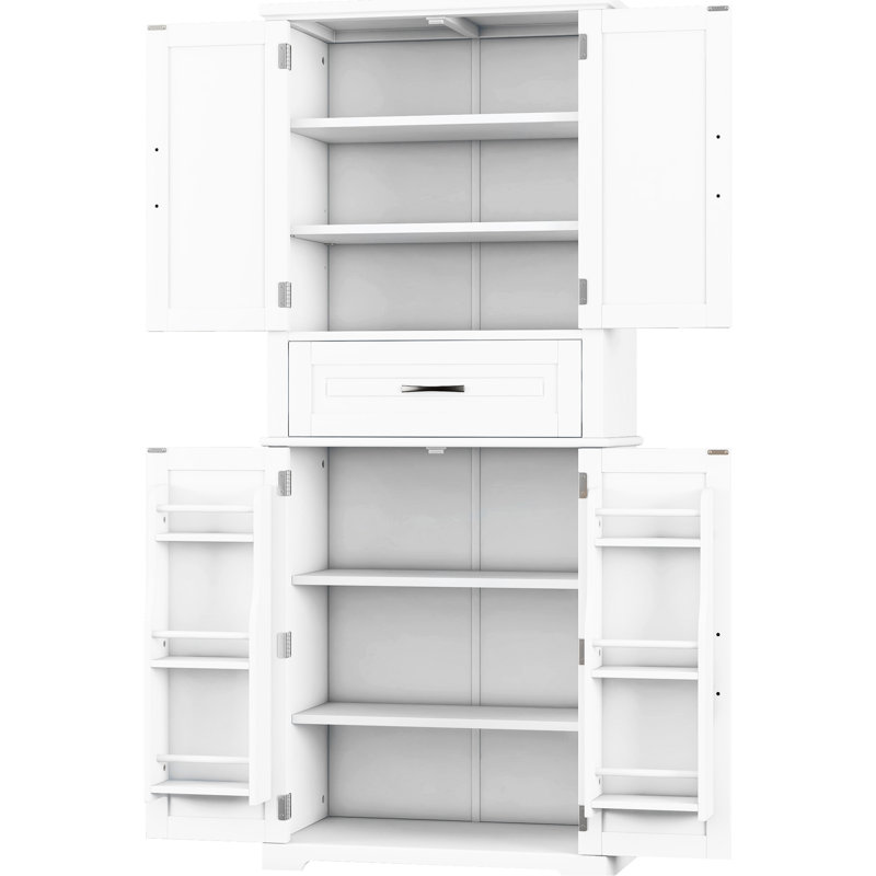 White Bathroom Cabinet - Multi-functional Storage, Adjustable Shelf, Slide Rails Functional Storage , White, Rails, Shelf