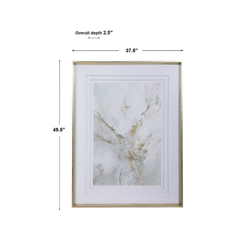Ethos 38" Gray and Gold Framed Abstract Print