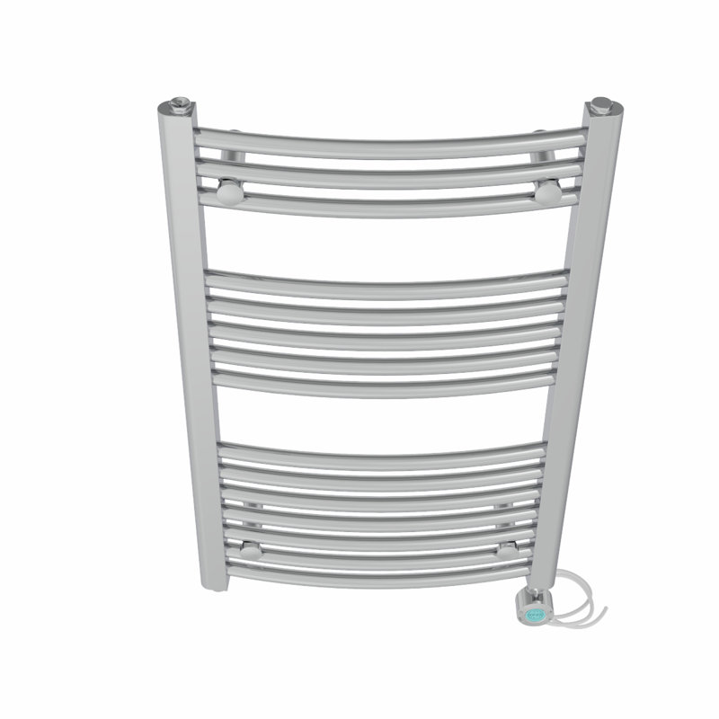Angelinna Curved Towel Rail Heated Towel Rails, 80cm H x 50cm W x 5.2cm D, Chrome