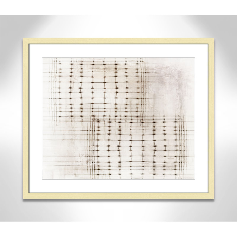 «Intersecting Lines in Quiet Neutralité I - Version paysage» par , 25.5'' W x 21.5'' H, Imprimé mat, Or mat