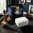 Olivia White Faux Fur Ottoman, 20"