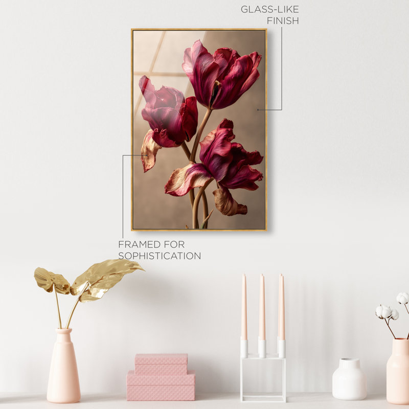 Dark Silk Remains Print by Oliver Gal, 25"H x 37"W, Gold Floater Frame