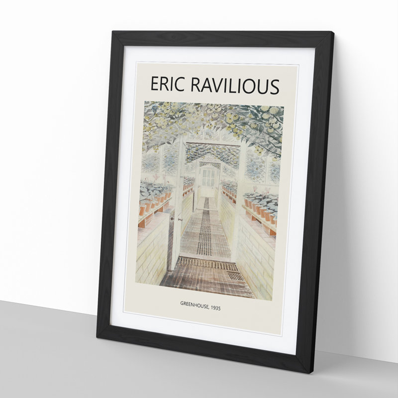 Greenhouse by Eric Ravilious - Single Picture Frame Print, 36cm H x 27cm W x 2cm D, Black Framed