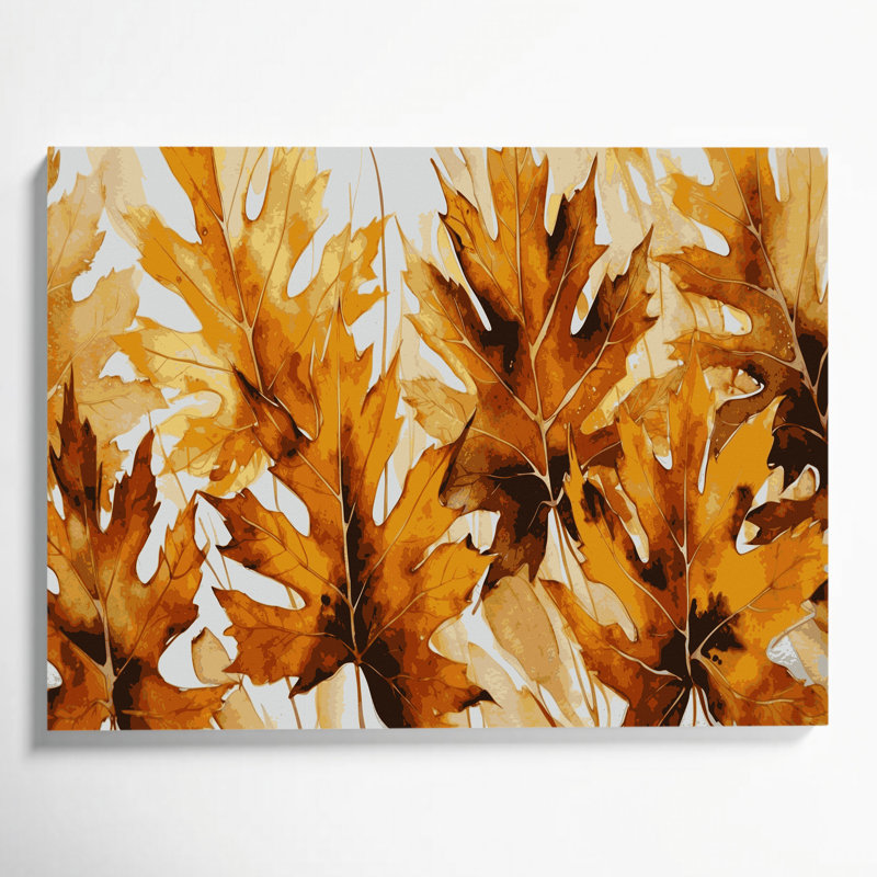 «Botanical Poplar Leaves», art mural sur toile brune, H 20 po x l 24 po