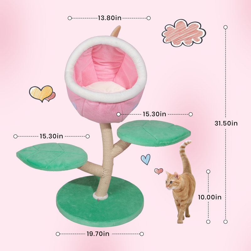 Monster World Cat Tree with Cat Scratching Posts, Large Cat Tower with Platforms, Warm Cat Condo For Indoors
