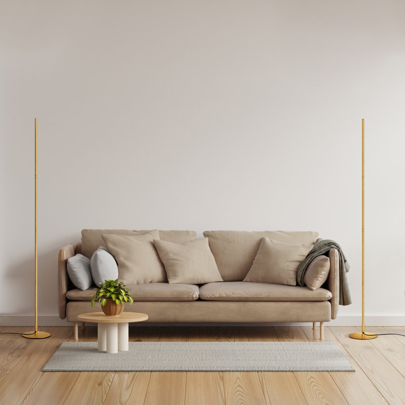 Adjustable Height Dimmable LED Corner Floor Lamp with Remote Control, 1, Gold