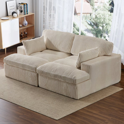 Geier Deep Seat Indoor Chaise Longue, Corduroy Upholstered,Double Chaise by Mercer41