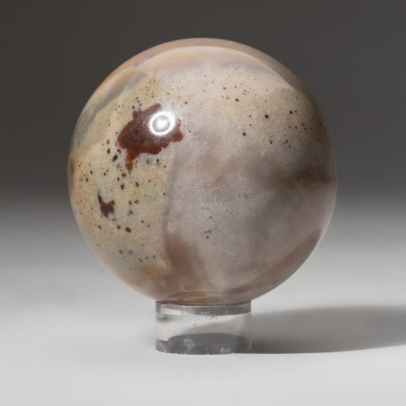 Polished Polychrome Sphere from Madagascar, 2.75" H x 2.75" W x 2.75" D, Gray/Black
