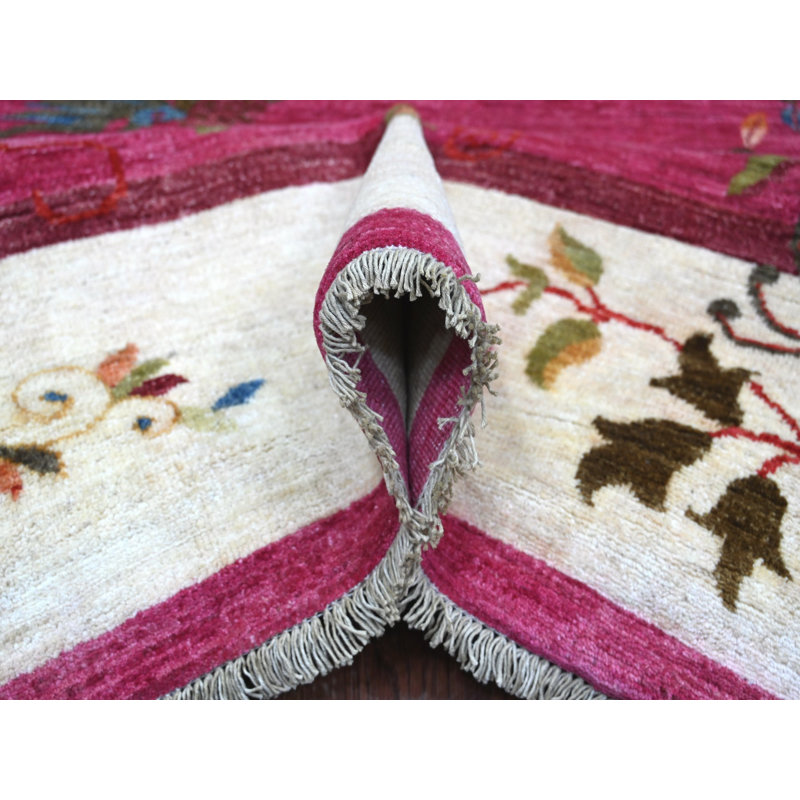 Tapis oriental rose en laine noué à la main 8 pi 2 po x 9 pi 9 po - MOA10221075