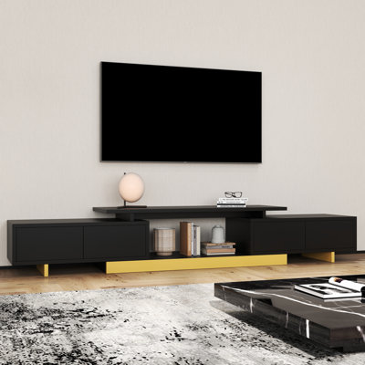 89"W Modern Extendable TV Stand Modern With 2 Door Cabinets And Open Shelf by Ebern Designs