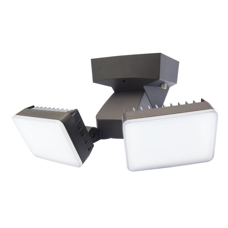LED Dusk-to-Dawn Security Flood Light w Timer 2100 Lumens Wall or Eave Mount White, Bronze