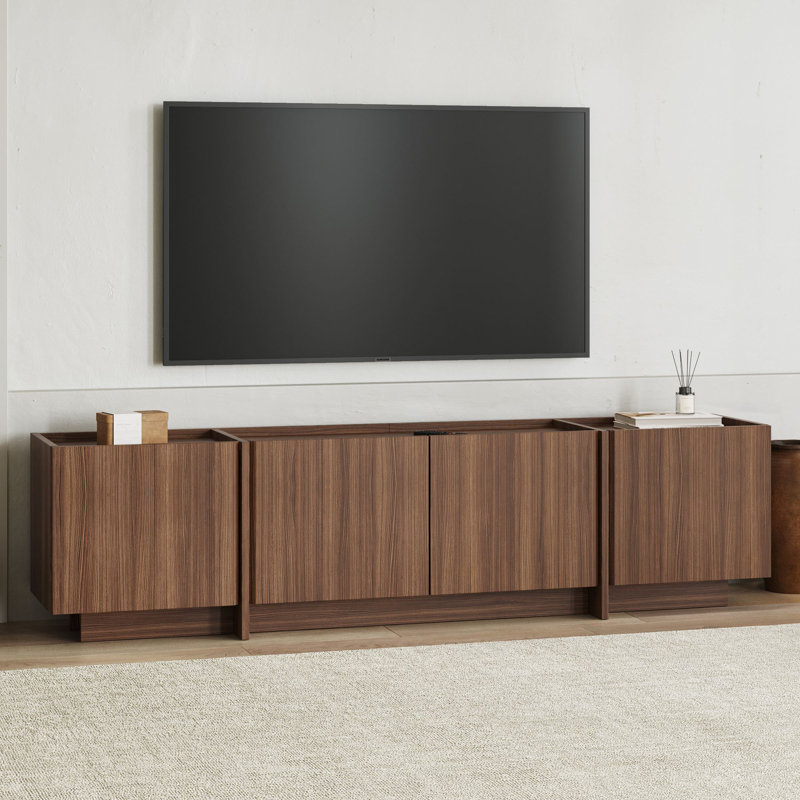 Modern TV Stand, Milano Walnut, 70.9 x 18.1 x 13.8 inches | 100% Melamine Coated Particle Board, Thickness: 0.7 inches | Soft-Close Hinges, Stylish Design for Living Room & Entertainment Spaces, Durable & Elegant