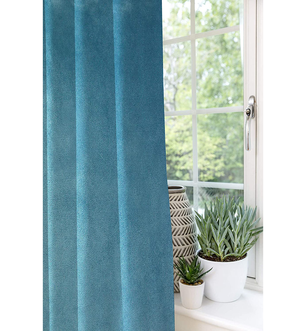 Symple Stuff Matt Velvet Curtains 2 Panels | Spice Orange Red Luxury Soft Made To Order Curtains & Drapes | Cotton Eyelet Blackout Lined Width 228Cm (