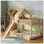 Structure de lit superposé surélevé en bois avec surmatelas pour grand lit double avec glissoire et échelle intégrée pour enfants, adolescents, jeunes, naturel-551969518