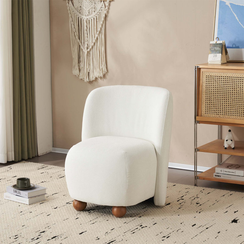 Emmet Upholstered Accent Chair, White Polyester Blend